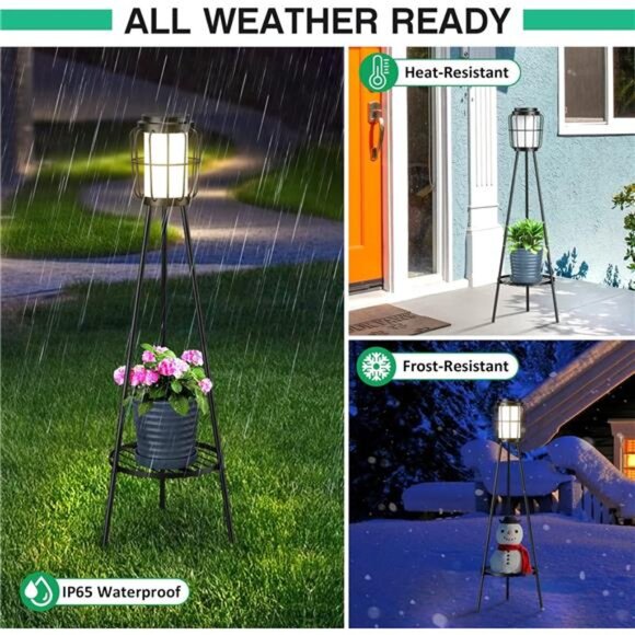 2 Pack Solar Lights with Plant Stand, Outdoor Floor Lamps, Waterproof Solar - Picture 5 of 7